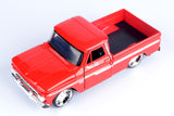 1966 Chevrolet C10 Fleetside Pickup Silver 1:24  Diecast Model Motormax MAXX Design 73355 Red