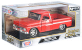 1966 Chevrolet C10 Fleetside Pickup Silver 1:24  Diecast Model Motormax MAXX Design 73355 Red