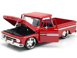 1966 Chevrolet C10 Fleetside Pickup Silver 1:24  Diecast Model Motormax MAXX Design 73355 Red