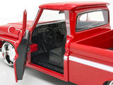 1966 Chevrolet C10 Fleetside Pickup Silver 1:24  Diecast Model Motormax MAXX Design 73355 Red