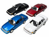 Motormax 1998 Ford Crown Victoria Four Car 1/ 24 Scale Diecast Model Collection Black, Red, White, and Blue 76102