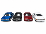 Motormax 1998 Ford Crown Victoria Four Car 1/ 24 Scale Diecast Model Collection Black, Red, White, and Blue 76102