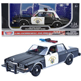 1986 Dodge Diplomat California Highway Patrol Police Pursuit Car Black&White 1:24 Diecast Model Toy Car by MOTORMAX 76466