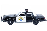 1986 Dodge Diplomat California Highway Patrol Police Pursuit Car Black&White 1:24 Diecast Model Toy Car by MOTORMAX 76466
