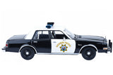 1986 Dodge Diplomat California Highway Patrol Police Pursuit Car Black&White 1:24 Diecast Model Toy Car by MOTORMAX 76466