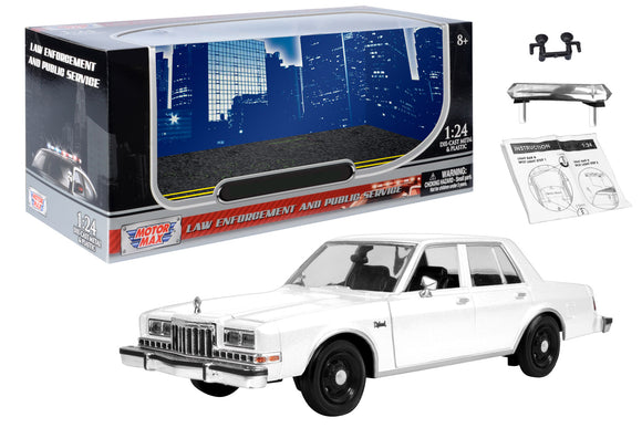 1986 Dodge Diplomat Police Pursuit Car White Blannk Builder Kit 1:24 Diecast Model Toy Car by MOTORMAX 76475