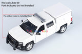 2017 Chevy Silverado 1500 LT Crew Cab Police Pickup Truck Blank White with Camper 1/27 Diecast Model Motormax Law Enforcement Series Builder Kit 76632