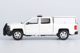 2017 Chevy Silverado 1500 LT Crew Cab Police Pickup Truck Blank White with Camper 1/27 Diecast Model Motormax Law Enforcement Series Builder Kit 76632