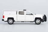 2017 Chevy Silverado 1500 LT Crew Cab Police Pickup Truck Blank White with Camper 1/27 Diecast Model Motormax Law Enforcement Series Builder Kit 76632