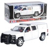 2017 Chevy Silverado 1500 LT Crew Cab Police Pickup Truck Blank White with Camper 1/27 Diecast Model Motormax Law Enforcement Series Builder Kit 76632