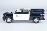 2017 Chevy Silverado 1500 LT Crew Cab LAPD (Los Angeles Police Department) Police Pickup Truck with Camper Black&White 1/27 Diecast Model Motormax Law Enforcement Series 76633