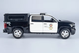 2017 Chevy Silverado 1500 LT Crew Cab LAPD (Los Angeles Police Department) Police Pickup Truck with Camper Black&White 1/27 Diecast Model Motormax Law Enforcement Series 76633
