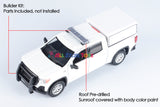 2019 GMC Sierra 1500 SLT Crew Cab Police Pickup Truck with Camper 1/27 Diecast Model Motormax Law Enforcement Series Builder Kit 76634 White