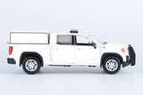 2019 GMC Sierra 1500 SLT Crew Cab Police Pickup Truck with Camper 1/27 Diecast Model Motormax Law Enforcement Series Builder Kit 76634 White