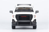 2019 GMC Sierra 1500 SLT Crew Cab Police Pickup Truck with Camper 1/27 Diecast Model Motormax Law Enforcement Series Builder Kit 76634 White