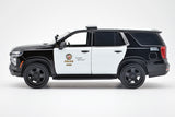 2025 Chevy Tahoe PPV LAPD Los Angeles Police Department Black & White 1/25 Diecast Model Car Motormax 76636