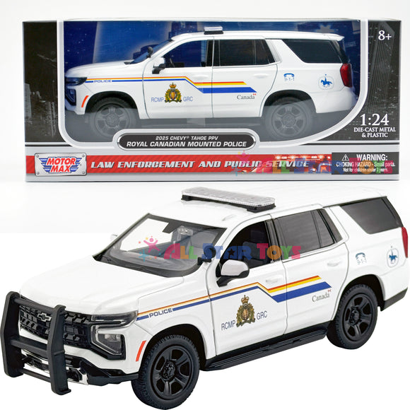 2025 Chevrolet Tahoe PPV RCMP Royal Canadian Mounted Police 1/24 Diecast Police Car Model Motormax 76643 White