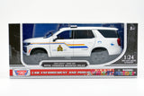 2025 Chevrolet Tahoe PPV RCMP Royal Canadian Mounted Police 1/24 Diecast Police Car Model Motormax 76643 White
