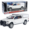 2019 Ram 1500 Laramie Crew Cab with Camper Cap Police Pickup Truck 1:27 Diecast Model Motormax Law Enforcement Series 76817 WHITE