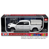 2019 Ram 1500 Laramie Crew Cab with Camper Cap Police Pickup Truck 1:27 Diecast Model Motormax Law Enforcement Series 76817 WHITE