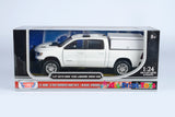 2019 Ram 1500 Laramie Crew Cab with Camper Cap Police Pickup Truck 1:27 Diecast Model Motormax Law Enforcement Series 76817 WHITE