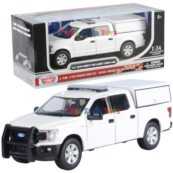 2019 Ford F-150 Lariat Crew Cab Police Pickup Truck Blank Builder Kit White 1:27 Motormax Law Enforcement Series Builder Kit 76818