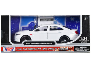 2013 FORD TAURUS POLICE CAR UNMARKED WHITE 1:24 DIECAST MODEL MOTORMAX 76924