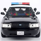 2010 Ford Crown Victoria Police Pursuit Car LOS ANGELES POLICE DEPARTMENT LAPD Black & White 1:24 Diecast Model MOTORMAX 76946