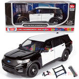 2022 Ford Explorer Police Interceptor Utility Unmarked Builder Kit Black & White 1:24 Diecast Model by MOTORMAX 76988 KIT