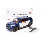 2022 Ford Explorer Police Interceptor Utility Unmarked Midnight Blue & white w/ Builder Kit  1:24 Diecast Model MOTORMAX 76988