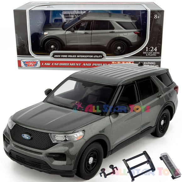 2022 Ford Explorer Police Interceptor Utility Unmarked Builder Kit 1:24 Diecast Model by MOTORMAX 76988 Grey Window Box