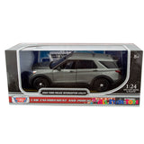 2022 Ford Explorer Police Interceptor Utility Unmarked Builder Kit 1:24 Diecast Model by MOTORMAX 76988 Grey Window Box