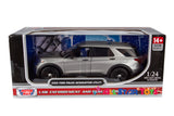 2022 Ford Explorer Police Interceptor Utility Unmarked Builder Kit 1:24 Diecast Model by MOTORMAX 76988 Silver Window Box