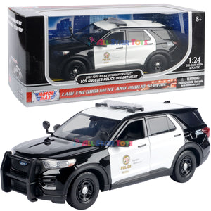 2022 Ford Explorer Police Interceptor Utility LOS ANGELES POLICE DEPARTMENT LAPD Black and White 1/24 Diecast Model Car 76994