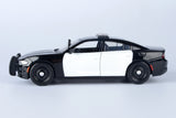 2023 Dodge Charger Police Pursuit Car Blank Black & White w/ Light bar 1/24 Diecast Model Motormax 76996