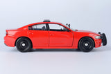 2023 Dodge Charger Police Pursuit Car Blank RED w/ Light bar 1/24 Diecast Model Motormax 76996