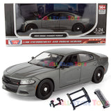 2023 Dodge Charger Police Pursuit Car Blank Toronto Grey w/ Light bar 1/24 Diecast Model Builder Kit Motormax 76996 Grey