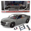 2023 Dodge Charger Police Pursuit Car Blank Toronto Grey w/ Light bar 1/24 Diecast Model Builder Kit Motormax 76996 Grey