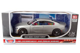 2023 Dodge Charger Police Pursuit Car Blank Silver w/ Light bar 1/24 Diecast Model Builder Kit Motormax 76996