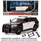 2022 Ford Explorer Police Interceptor Utility Unmarked Builder Kit Black & White 1:24 Diecast Model by MOTORMAX 76988 KIT
