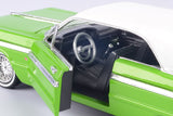 Motormax Get Low Series 1964 Chevrolet Impala Hard Top Lowrider 1:24 Diecast Model Candy Green with White Top 79021