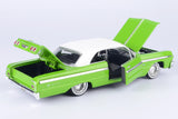Motormax Get Low Series 1964 Chevrolet Impala Hard Top Lowrider 1:24 Diecast Model Candy Green with White Top 79021