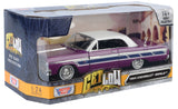 Motormax Get Low Series 1964 Chevrolet Impala Hard Top Lowrider 1:24 Diecast Model Purplewith White Top 79021