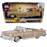 Motormax Get Low Series 1958 Chevrolet Impala Convertible Lowrider 1:24 Diecast Model Black and White 79025