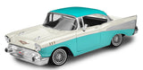 1957 Chevrolet Bel Air Lowrider in Turquoise and Cream 1/24 Diecast Model Motormax Get Low 79029