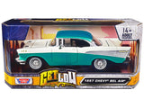 1957 Chevrolet Bel Air Lowrider in Turquoise and Cream 1/24 Diecast Model Motormax Get Low 79029