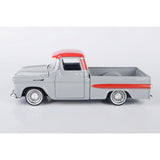 1958 Chevy Apache Fleetside Pickup Truck Lowrider Gray with Red Top Motormax Get Low Series 1/24 Diecast Model Car 79033