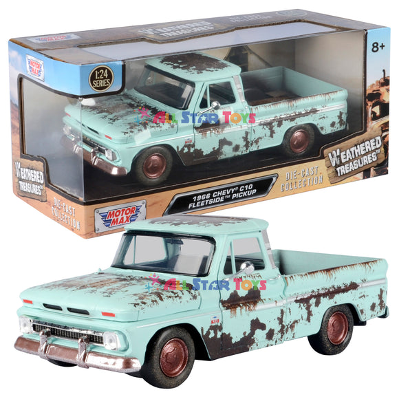 Motormax 1966 Chevy C10 Pickup Weathered Treasueres Barn Find 1/24 Scale Diecast Model Car 79073