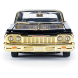 1964 Chevrolet Impala Midnight Eclipse Series Black with Gold Trims, Lowrider Wheels 1:24 Diecast Model 79202 Black