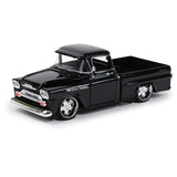 1958 Chevy Apache Fleetside Pickup Truck Lowrider Motormax Maxx Design Series 1/24 Diecast Model Car 79311MX Black